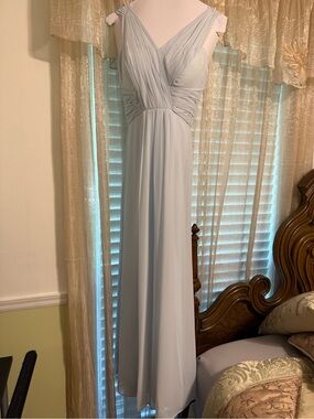 Light Blue Chiffon V-Neck Maxi Dress